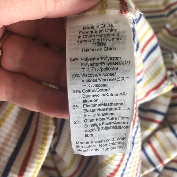 MADEWELL Cream Metallic Striped Long Sleeve Top Blouse Size M - Picture 8 of 9